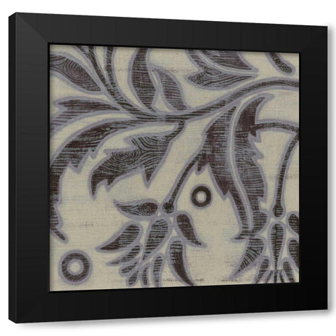 Iris Woodcut I Black Modern Wood Framed Art Print with Double Matting by Wyatt Jr., Norman