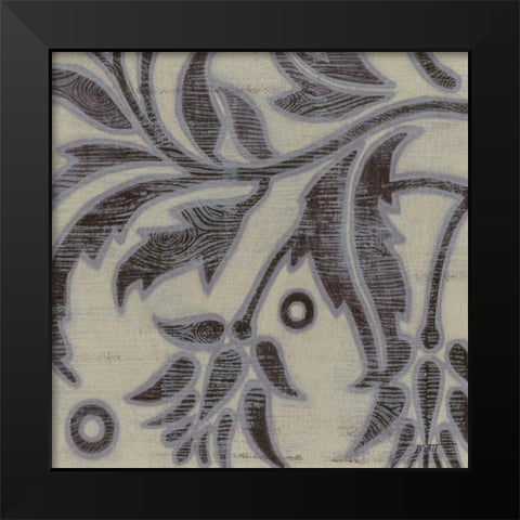 Iris Woodcut I Black Modern Wood Framed Art Print by Wyatt Jr., Norman