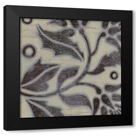Iris Woodcut II Black Modern Wood Framed Art Print by Wyatt Jr., Norman