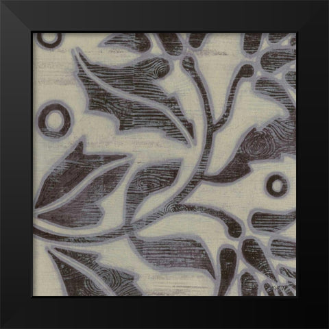 Iris Woodcut II Black Modern Wood Framed Art Print by Wyatt Jr., Norman