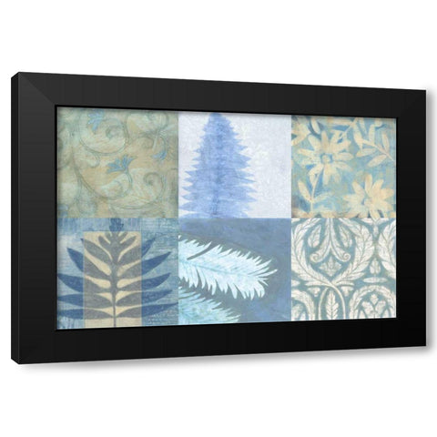 Blue Textures II Black Modern Wood Framed Art Print with Double Matting by Vision Studio
