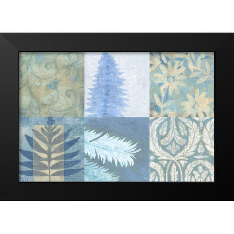 Blue Textures II Black Modern Wood Framed Art Print by Vision Studio