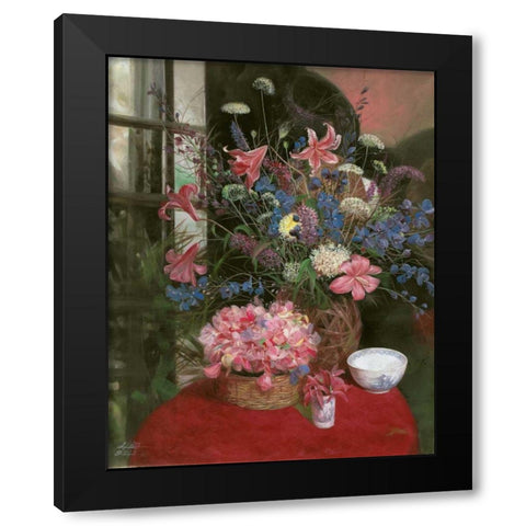 Floral Still Life I Black Modern Wood Framed Art Print with Double Matting by Bo, Li