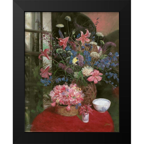 Floral Still Life I Black Modern Wood Framed Art Print by Bo, Li