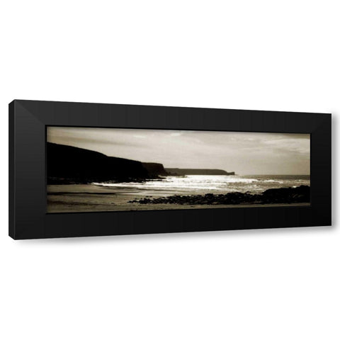 Cornish Beach Black Modern Wood Framed Art Print by Bay, Noah