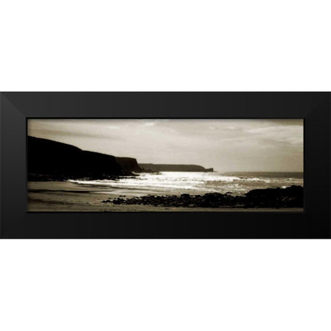 Cornish Beach Black Modern Wood Framed Art Print by Bay, Noah