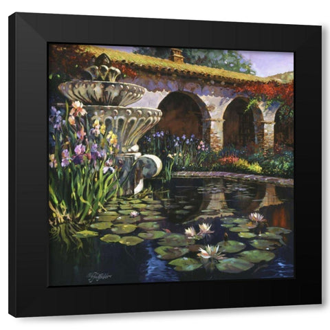 Fountain at San Miguel II Black Modern Wood Framed Art Print with Double Matting by Hadfield, Clif