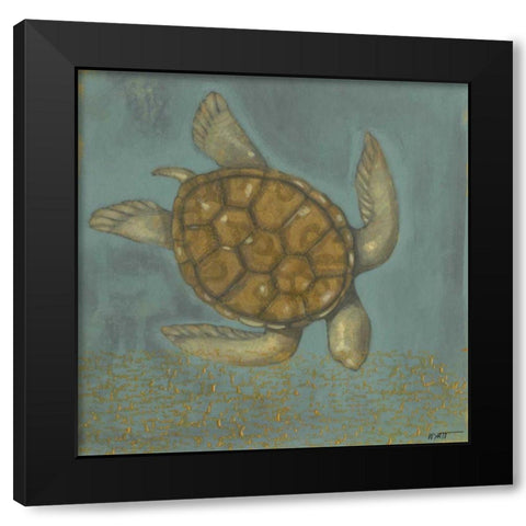 Sea Turtle I Black Modern Wood Framed Art Print by Wyatt Jr., Norman