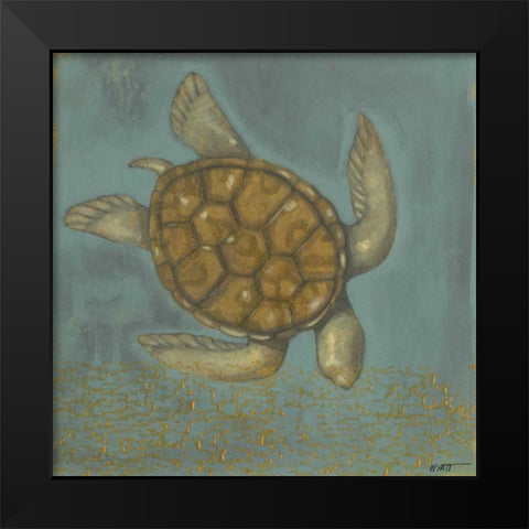 Sea Turtle I Black Modern Wood Framed Art Print by Wyatt Jr., Norman