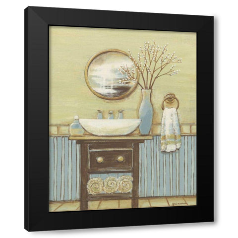Seabreeze Bath I Black Modern Wood Framed Art Print by Russell, Wendy