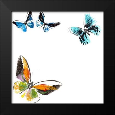 Butterflies Dance VII Black Modern Wood Framed Art Print by Project, A.