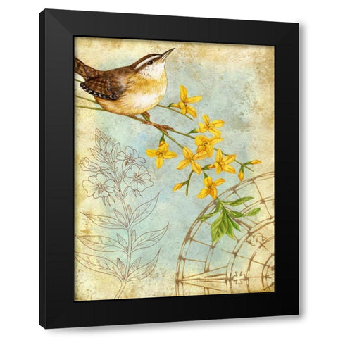 Songbird Sketchbook I Black Modern Wood Framed Art Print by Maday, Jane