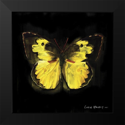 Techno Butterfly I Black Modern Wood Framed Art Print by Henry, Lola