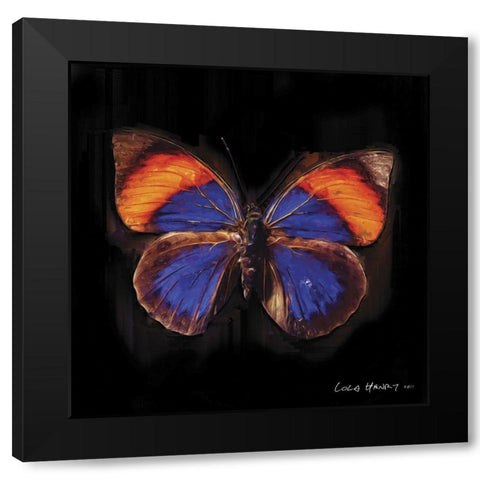 Techno Butterfly III Black Modern Wood Framed Art Print with Double Matting by Henry, Lola