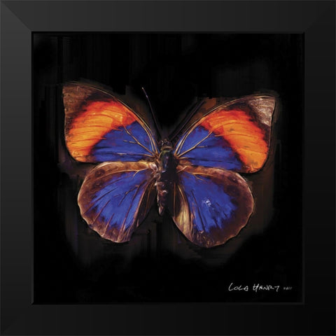Techno Butterfly III Black Modern Wood Framed Art Print by Henry, Lola