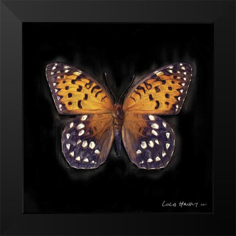 Techno Butterfly IV Black Modern Wood Framed Art Print by Henry, Lola