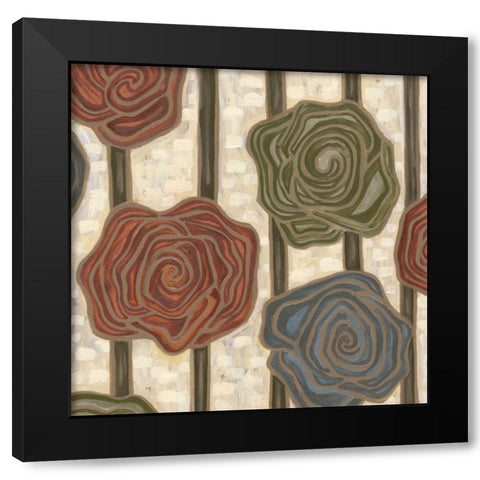 Mod Rosettes I Black Modern Wood Framed Art Print with Double Matting by Deans, Karen