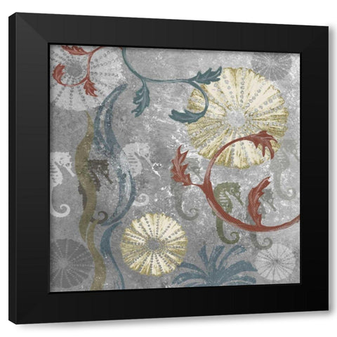 Seahorse Collage I Black Modern Wood Framed Art Print with Double Matting by James, Andrea