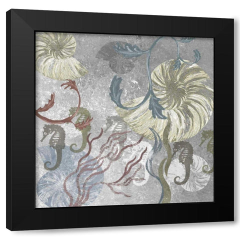 Seahorse Collage II Black Modern Wood Framed Art Print with Double Matting by James, Andrea