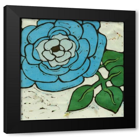 Aqau Batik Botanical III Black Modern Wood Framed Art Print with Double Matting by Davis, Andrea