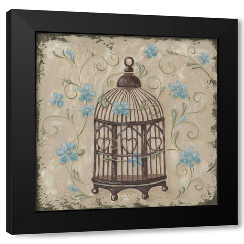 Decorative Bird Cage II Black Modern Wood Framed Art Print with Double Matting by Reynolds, Jade
