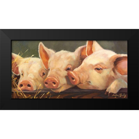 Pig Heaven Black Modern Wood Framed Art Print by Hawley, Carolyne