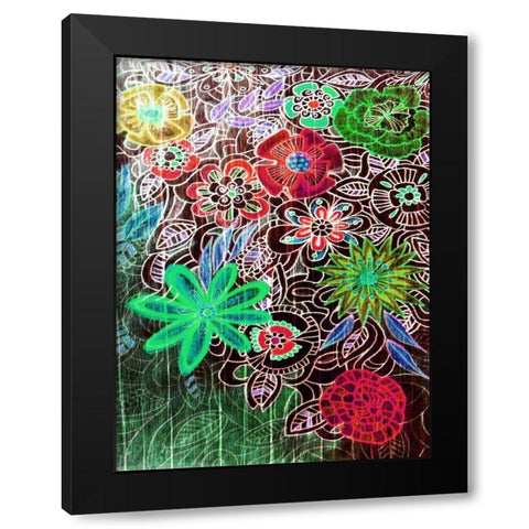 Flower Drift II Black Modern Wood Framed Art Print with Double Matting by Harrington, Danielle