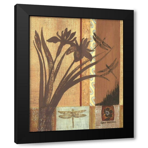 Asian Iris Black Modern Wood Framed Art Print with Double Matting by Russell, Wendy