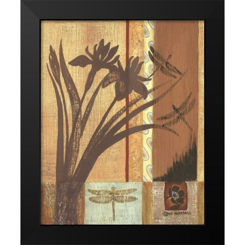 Asian Iris Black Modern Wood Framed Art Print by Russell, Wendy
