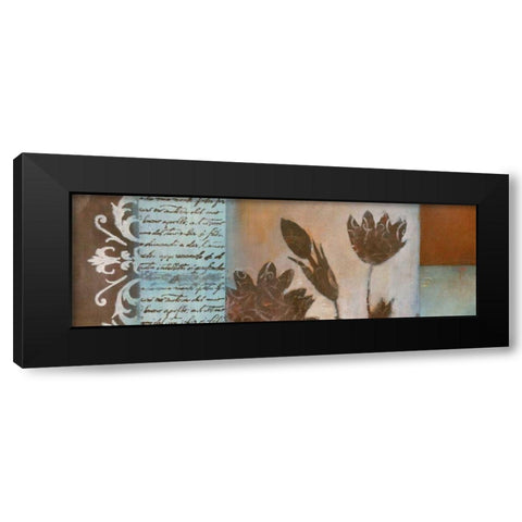 Flower Filigree Panorama I Black Modern Wood Framed Art Print by Green-Aldridge, W.