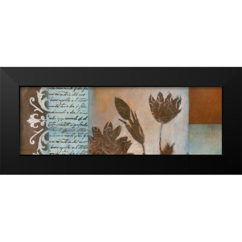Flower Filigree Panorama I Black Modern Wood Framed Art Print by Green-Aldridge, W.
