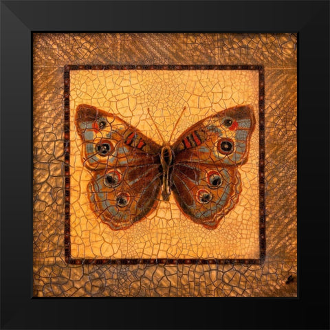 Crackled Butterfly - Buckeye Black Modern Wood Framed Art Print by Russell, Wendy