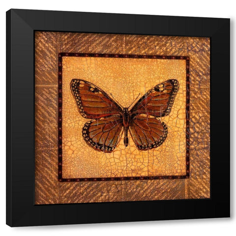 Crackled Butterfly - Monarch Black Modern Wood Framed Art Print by Russell, Wendy