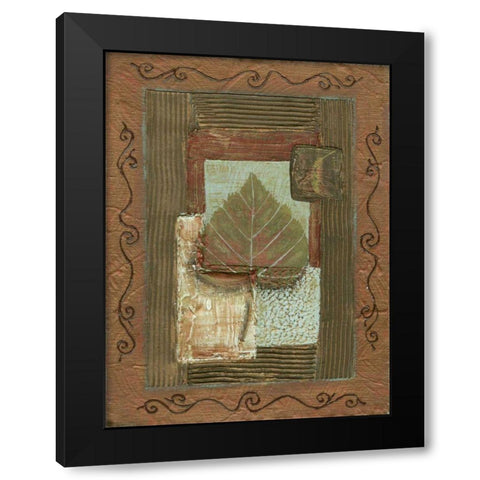 Leaf Quartet III Black Modern Wood Framed Art Print by Russell, Wendy
