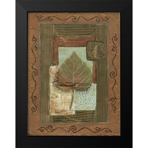 Leaf Quartet III Black Modern Wood Framed Art Print by Russell, Wendy