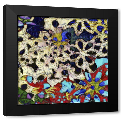 Bejeweled Woodblock I Black Modern Wood Framed Art Print by Mountain, Ricki