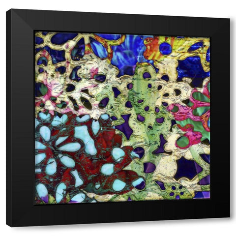 Bejeweled Woodblock II Black Modern Wood Framed Art Print by Mountain, Ricki