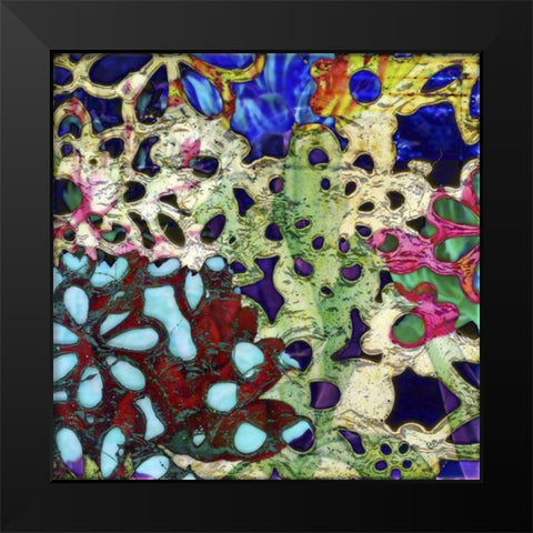 Bejeweled Woodblock II Black Modern Wood Framed Art Print by Mountain, Ricki