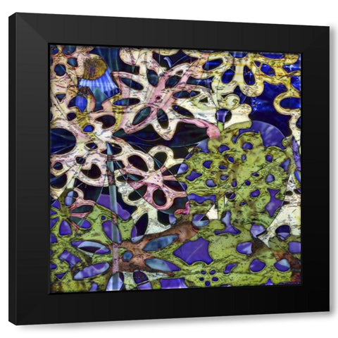 Bejeweled Woodblock III Black Modern Wood Framed Art Print by Mountain, Ricki