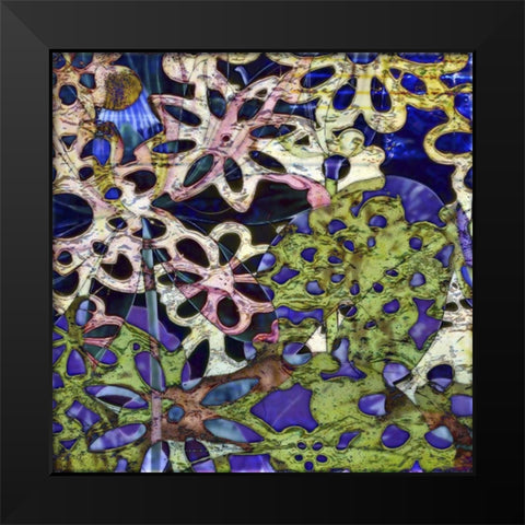 Bejeweled Woodblock III Black Modern Wood Framed Art Print by Mountain, Ricki