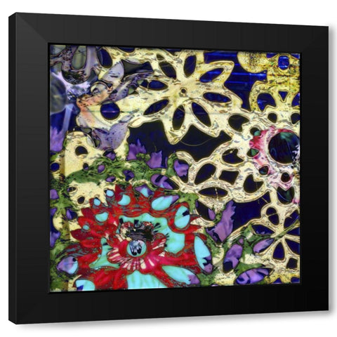 Bejeweled Woodblock IV Black Modern Wood Framed Art Print by Mountain, Ricki