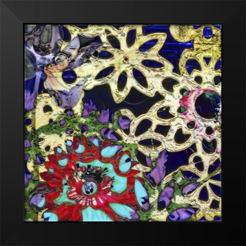 Bejeweled Woodblock IV Black Modern Wood Framed Art Print by Mountain, Ricki