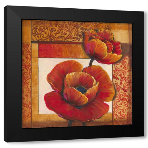 Poppy Pattern I Black Modern Wood Framed Art Print with Double Matting by OToole, Tim