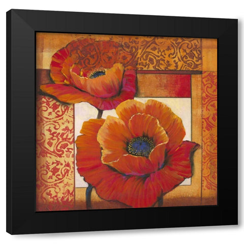 Poppy Pattern II Black Modern Wood Framed Art Print with Double Matting by OToole, Tim