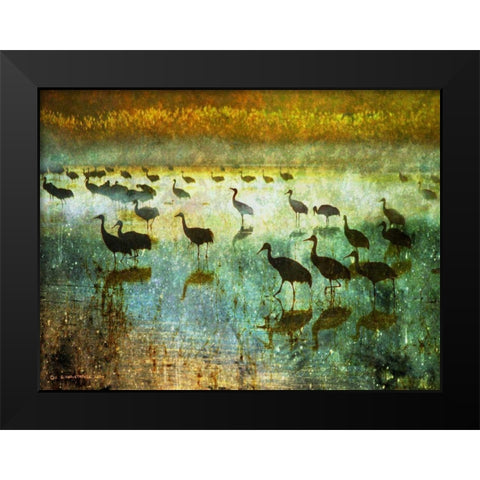 Cranes in Mist I Black Modern Wood Framed Art Print by Vest, Chris