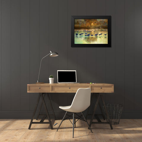 Cranes in Mist II Black Modern Wood Framed Art Print by Vest, Chris