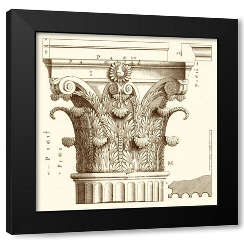 Corinthian Detail II Black Modern Wood Framed Art Print with Double Matting by Vision Studio