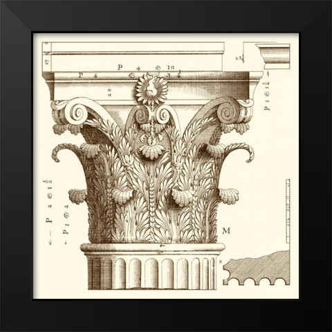 Corinthian Detail II Black Modern Wood Framed Art Print by Vision Studio