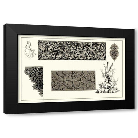 Baroque Details V Black Modern Wood Framed Art Print with Double Matting by Vision Studio