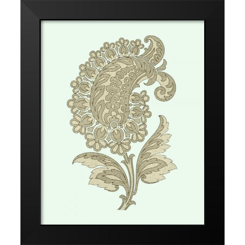 Celadon Floral Motif II Black Modern Wood Framed Art Print by Vision Studio